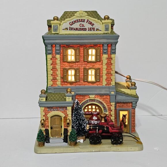 LEMAX Coventry Cove Genesee Fire Company Lighted Building **RARE Fire Station** - Picture 1 of 11